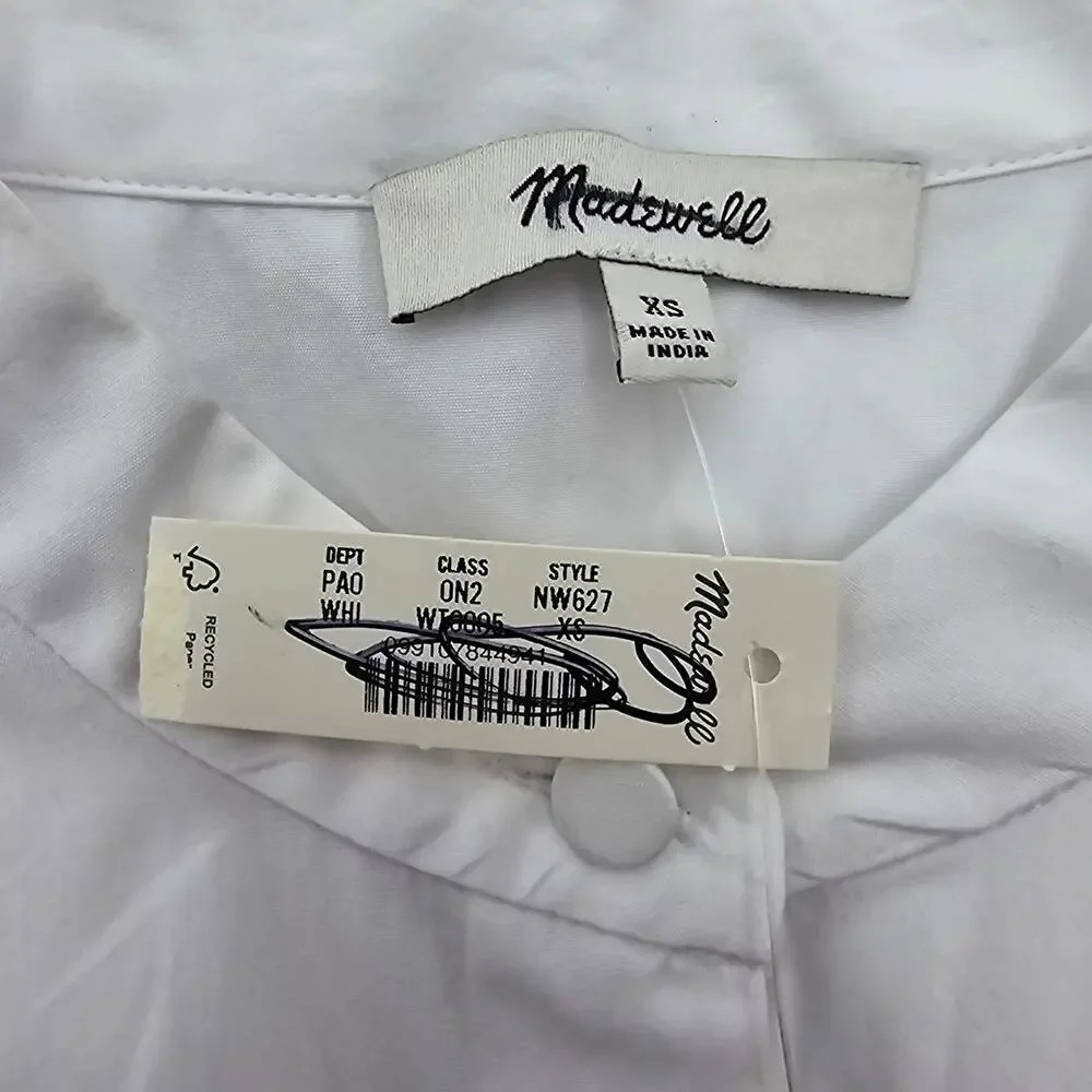 Madewell Womans size XS Cropped Puff Long Sleeve Button Up Shirt White NW627 NEW